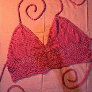 Handmade Crochet Bralette - Pink